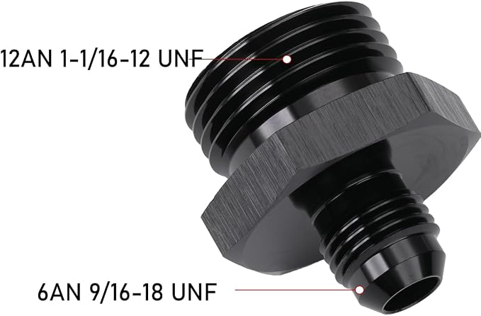 6AN Male Flare to 12AN ORB O-ring Boss Fuel Pump Rail Adapter Fitting Aluminum - Image 2