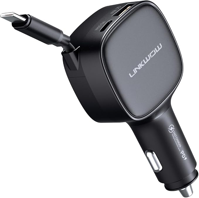 Retractable Car Charger USB C, 84W Max, Ultra-Compact, Type-C Fast Charger by Unknown