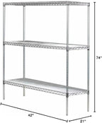Omega 21" Deep x 42" Wide x 74" High 3 Tier Chrome Starter Shelving Unit - Image 2