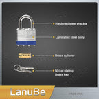 LanuBe Lock Laminated keyed Padlock, keyed Alike Locks, Normal Shackle - Image 3