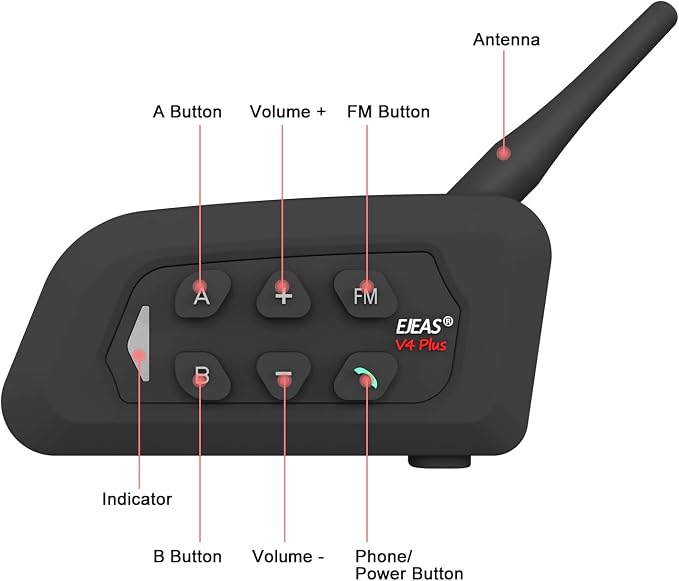 MIMIRACLE V4 Plus Motorcycle Helmet Bluetooth Intercom Headset - Image 7