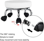 Modern Roller Seat PU Leather Low Round Rolling Stool 360 Swivel Small Stool - Image 5