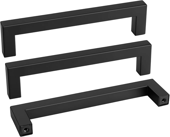 goldenwarm 60 Pack 6-1/4INCH Black Square Bar Cabinet Pull Drawer Handle by goldenwarm