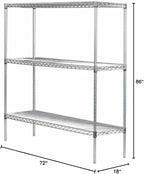 Omega 18" Deep x 72" Wide x 86" High 3 Tier Chrome Starter Shelving Unit - Image 2