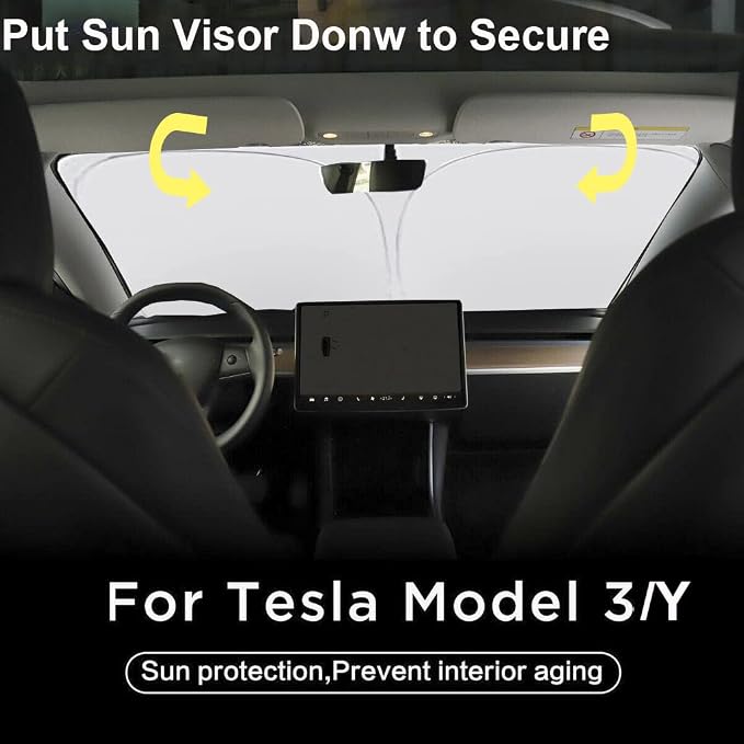 Gven Sunshade for Tesla Model Y Accessories 2025 Funny Eyes Windshield Sun - Image 6