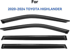 Window Visors Rain Guards for 2020-2025 Toyota Highlander, Out-Channel Window - Image 2