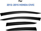 Window Visors Rain Guards for 2012 2013 2014 2015 Honda Civic, Out-Channel - Image 2
