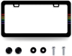Gay Rainbow Line License Plate Frame Funny LGBT License Plate Frames Stainless by BRAGHRTED