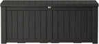 150 Gallon Lockable Resin Deck Box, Waterproof & UV-Resistant Outdoor Storage by Home