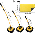 Car Wash Brush with Long Handle, Chenille Microfiber Mop Mitt with 1 - Image 3