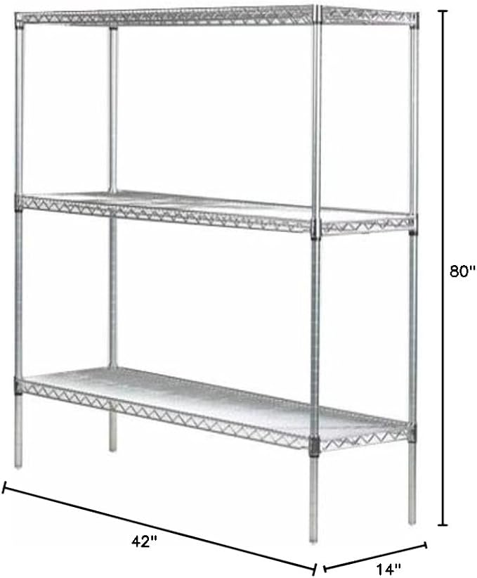 Omega 14" Deep x 42" Wide x 80" High 3 Tier Gray Starter Shelving Unit - Image 3