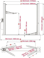 10000lbs 2 Post Lift AK-H105 Two Post Car Lift Automotive Lift - Image 7