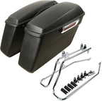 XFMT Matte Black Motorcycle Saddlebags Hard Saddle Bags W/Chrome Conversion by XFMT