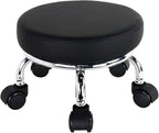 Modern Roller Seat PU Leather Low Round Rolling Stool 360 Swivel Small Stool by WKWKER