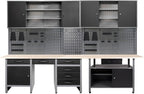 JZD Metal Storage Organization System, Wall Mount Tool Cabinets, Wood Tabletop by JZD
