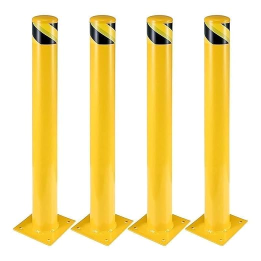 Safety Bollard, 4 Packs 48 Inch Metal Safety Bollard Post by TROPOW