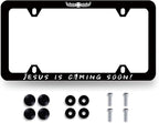 Jesus is Coming Soon License Plate Frame Christian Cross License Plate Holder by MUAWUOIK