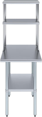 Amgood Stainless Steel Work Table Wide Double Tier Overshelf | NSF | Metal - Image 2