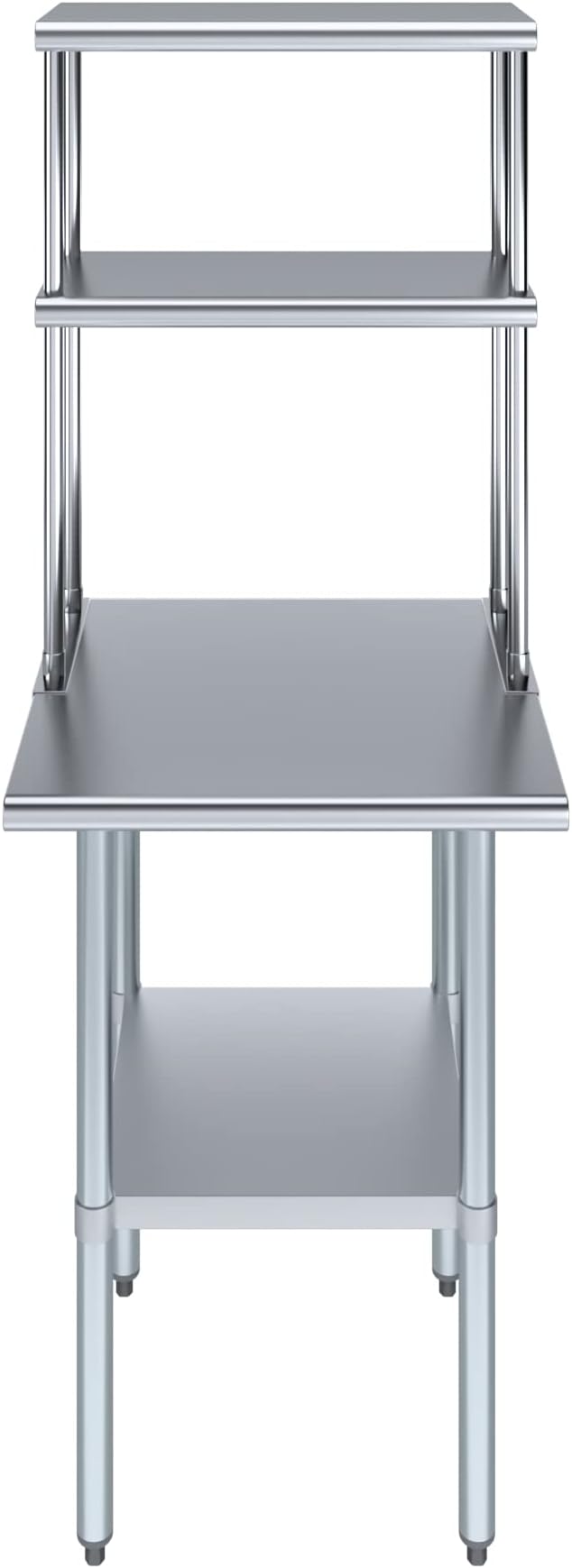 Amgood Stainless Steel Work Table Wide Double Tier Overshelf | NSF | Metal - Image 2