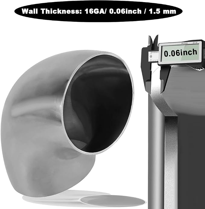 Cotonake OD 5 Inch 90 Degree SS304 Stainless Steel Bend Tube Exhaust Elbow Pipe - Image 4