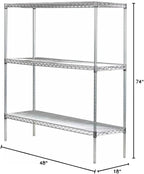 Omega 18" Deep x 48" Wide x 74" High 3 Tier Chrome Starter Shelving Unit - Image 2