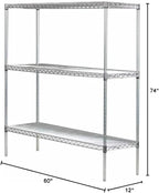 Omega 12" Deep x 60" Wide x 74" High 3 Tier Gray Starter Shelving Unit - Image 3