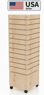 WISDOMFUR Rotating Slatwall Display Rack – 16"x16"x60" Maple Spinning Tower - Image 3