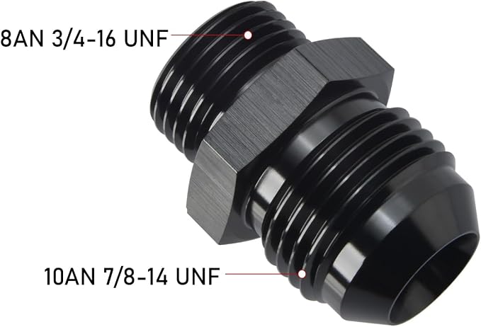 10AN Male Flare to 8AN ORB O-ring Boss Fuel Pump Rail Adapter Fitting Aluminum - Image 2