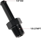 1/8 NPT Male to 1/4" Hose Barb Fitting Adapter Nipple Straight Aluminum Black - Image 2