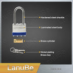 LanuBe Laminated Padlock 1-9/16inch Long Shackle 24 Pack Keyed Alike, Bulk Locks - Image 6