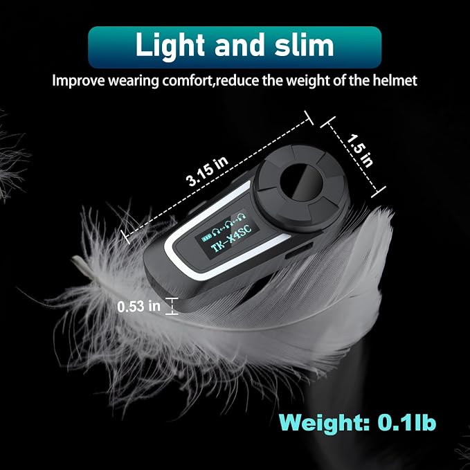 TK-X4SC Motorcycle Bluetooth Headset, 6 Riders 2000m Helmet Intercom - Image 6