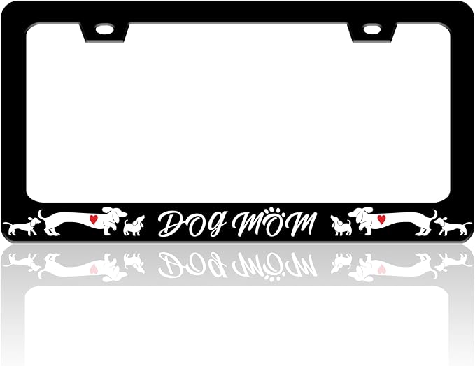 Dog Mom License Plate Frame Cute Animal License Plate Holder by TINALUIN