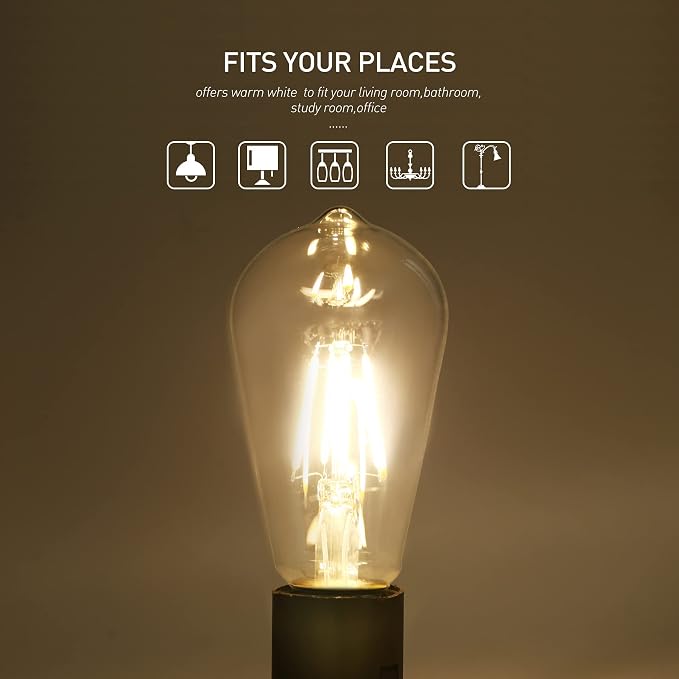 LED Edison Bulb 4W, Antique 40W Vintage Edison Bulb, E26 Light Bulb Non - Image 5