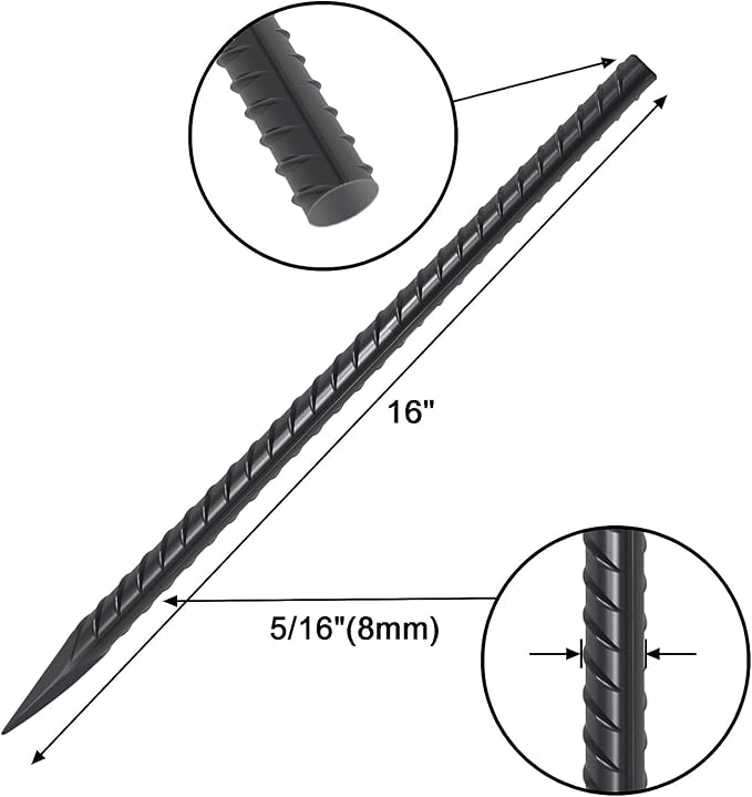 VVOKGO Rebar Stakes 16 Inches Ground Concrete Form Stakes, Straight Metal - Image 2