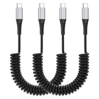 Coiled USB C to USB C Cable, 2 Pack Retractable USB Type C Charging Cable 60W by PEAKLIFT