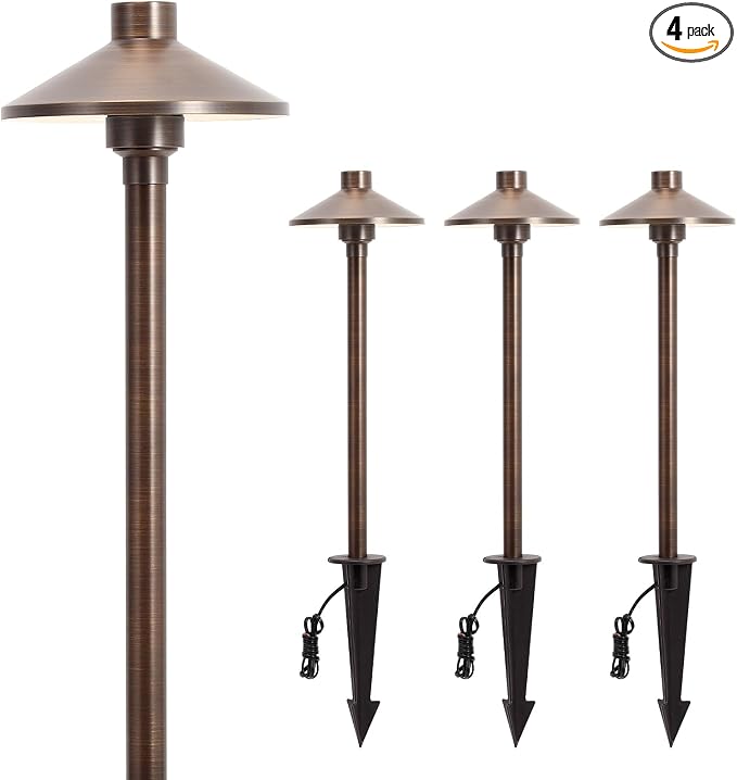 Gardencoin Solid Brass Low Voltage Pathway Lights, 12V AC/DC Heavy Duty LED by Gardencoin