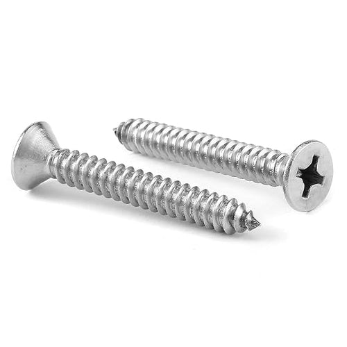 #12 x 1-1/4" Wood Screw 100Pcs 18-8 Stainless Steel Screws Flat Head Phillips by SGTZH