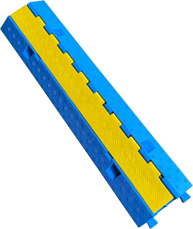1 Pack Blue Rubber Cable Ramp Hose Cable Protector Ramp 2 Channel 22000Lbs Load - Image 2
