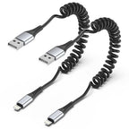 Coiled Lightning Cable, 2 Pack Retractable iPhone Charger Cord by PEAKLIFT