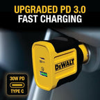 DEWALT Heavy Duty USB + USB C Car Charger Adapter, 49.5W Cigarette Lighter USBA - Image 8