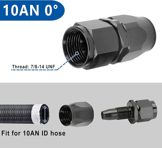 LokoCar 10AN Hose End Fitting 0° Straight Swivel - Image 2