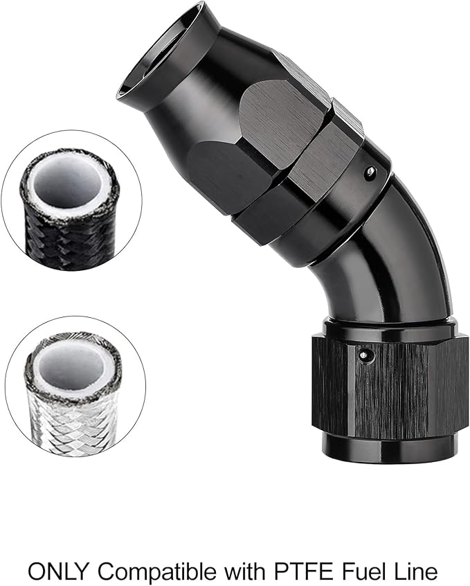 EVIL ENERGY 12AN 45 Degree PTFE One Piece Full Flow End Hose Fitting Aluminum - Image 5