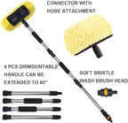 SENGO Car Wash Brush with Long Handle 12'' Lock Soft Bristle Brush car Scrub - Image 3