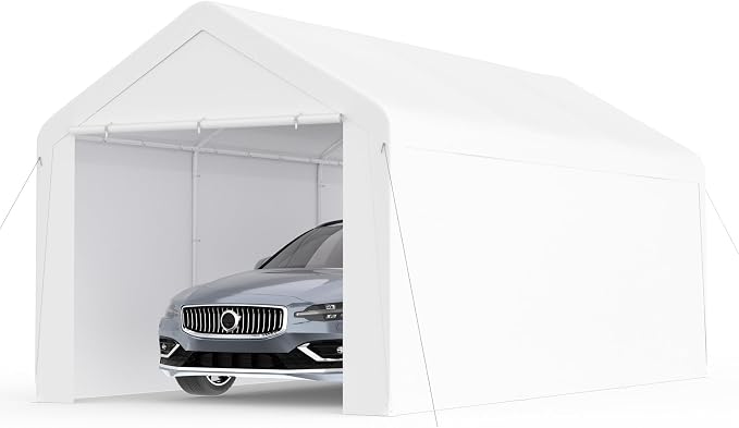 Carport 10x20 Heavy Duty Portable Garage w/Removable Sidewalls & Roll-Up Door - Image 8