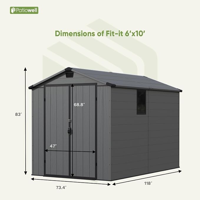 Patiowell 6x10 FT Outdoor Plastic Storage Shed - Image 3