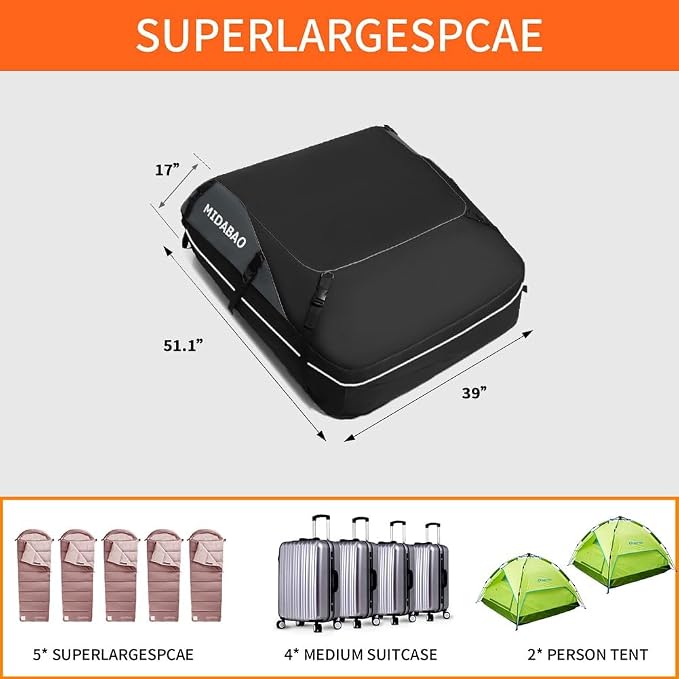 MIDABAO 20 Cubic Waterproof Duty Car Roof Top Carrier-Car Cargo Roof Bag Car - Image 5