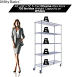 48"x18"x72" Chrome 5-Tier PREMIUM Wire Shelving NSF 4000 LBS MAX CAPACITY Heavy - Image 4