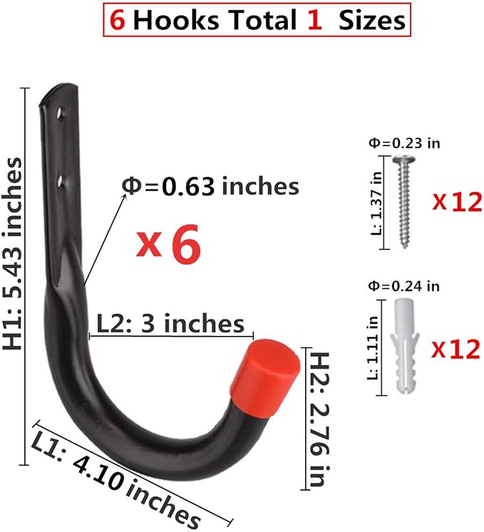 Heavy Duty Utility Garage Storage Hooks, Universal Wall Mount J Organizer - Image 2