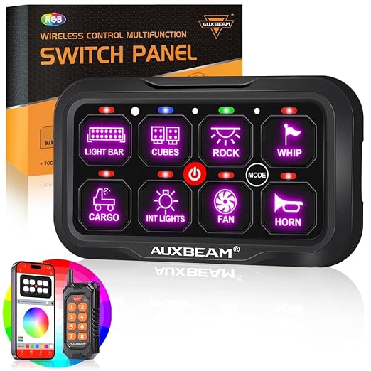 Auxbeam 8 Gang Switch Panel Bluetooth RGB AC-800 by Auxbeam