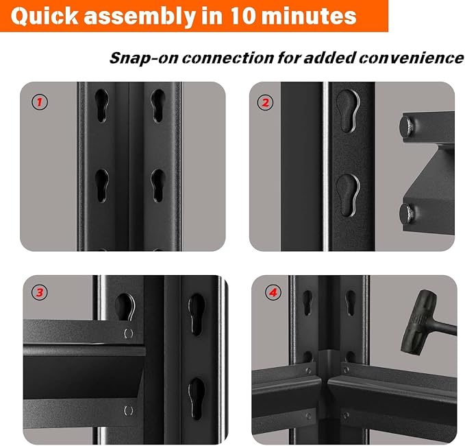 Adjustable 6-Tier Garage Shelving, Heavy Duty Steel Storage Rack, High Load - Image 4